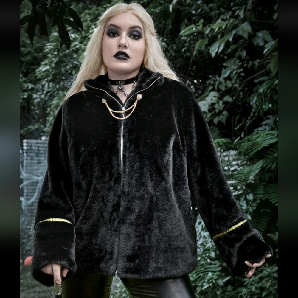Soft Furry Coat w/ Chain